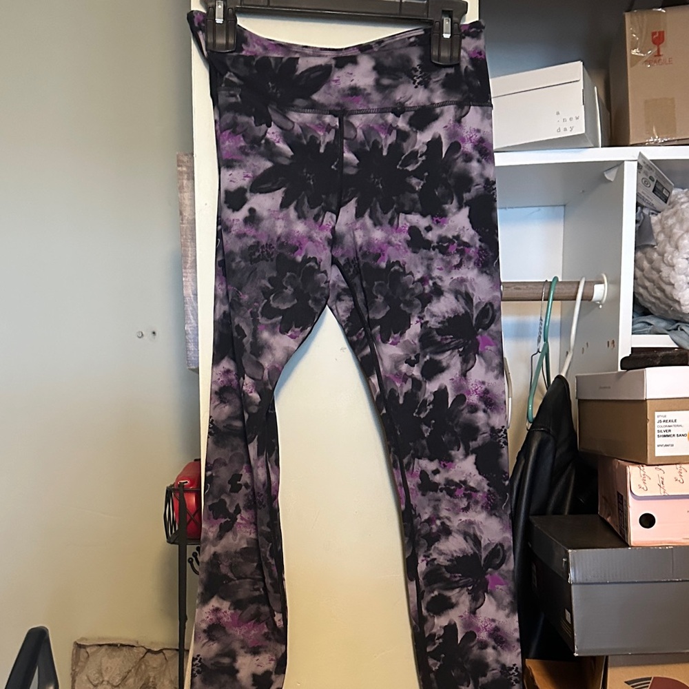 Purple and Black Floral Leggings